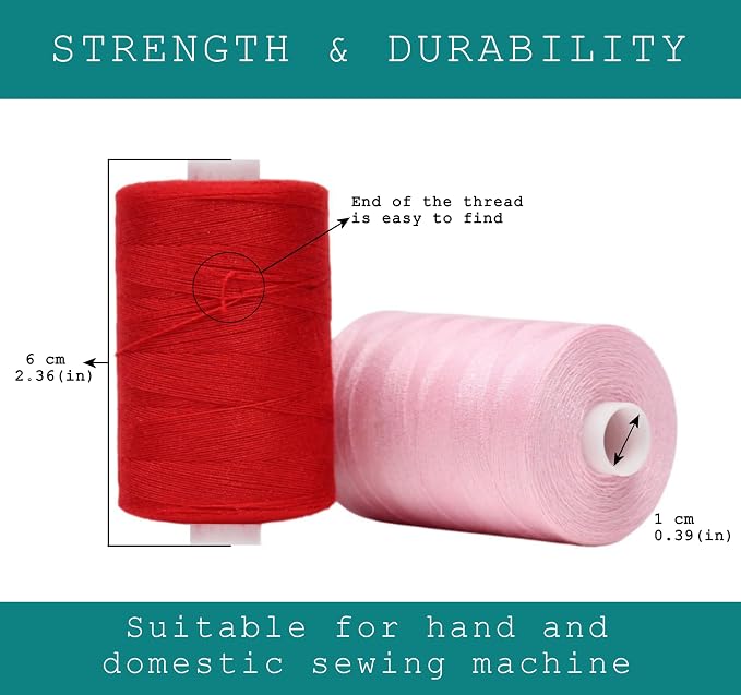 BlesSew Sewing Thread in Red & Pink Color Tones – 6 Spools of Polyester Thread - Image 3