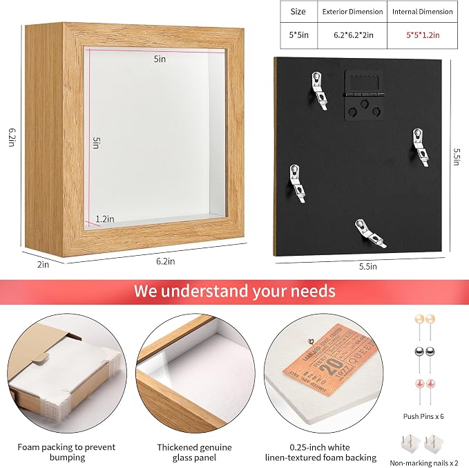 5x5 Small Shadow Box Picture Frame - Image 3