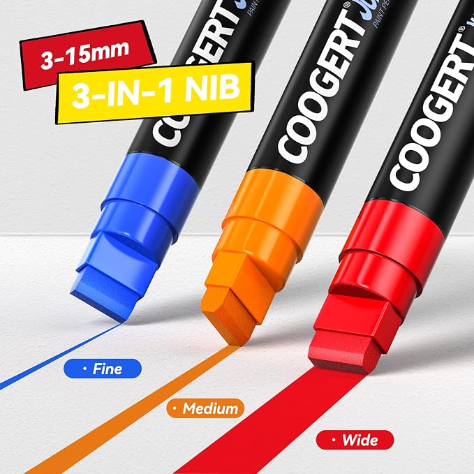 Coogert 16 Colors Jumbo Poster Markers, 15MM Thick Permanent Acrylic Graffiti - Image 2