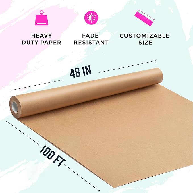 Bryco Goods 48" x 100' Brown Kraft Paper Roll - Image 2