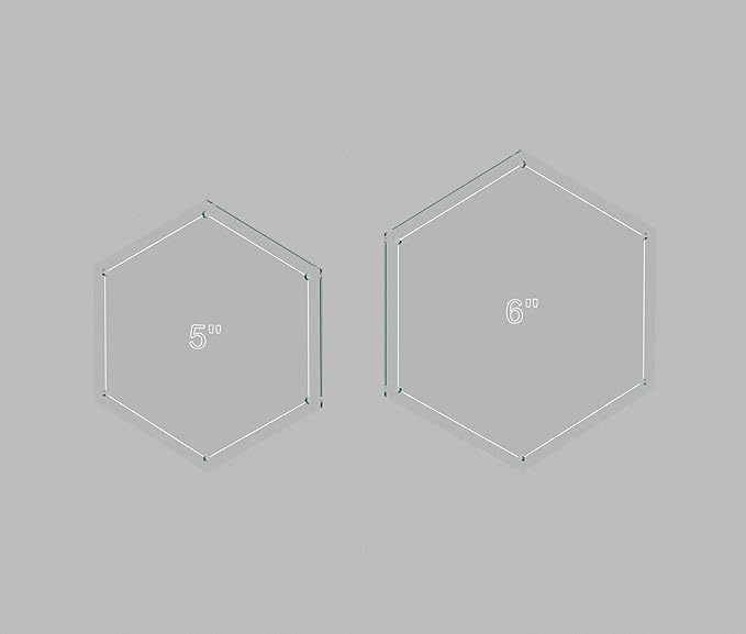 Hexagon Quilting Template Set - 5", 6", 7", 8" Sizes with 1/4" Seam Allowance - Durable Acrylic Templates for Quilting, Patchwork, Crafting, & Sewing Projects - Clear Templates for Accuracy