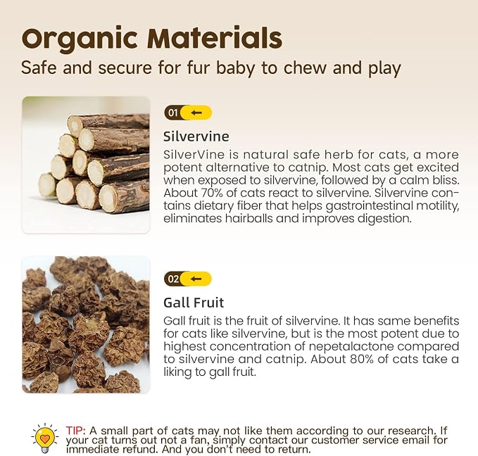 Potaroma 3 Pack Natural Silvervine Sticks Cat Toys, Catmint Silvervine Blend - Image 5