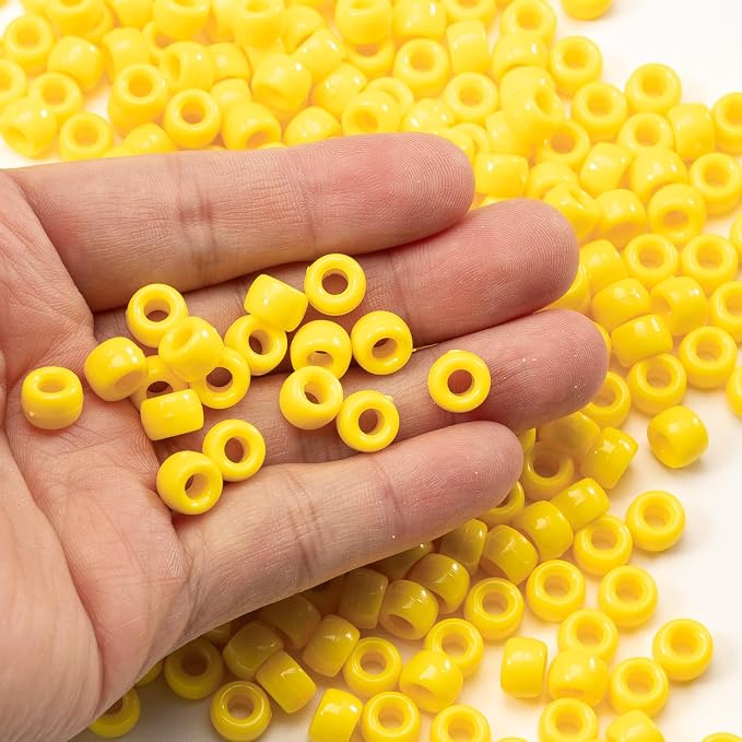 Gxueshan 1000 Pcs Acrylic Yellow Pony Beads 6x9mm Bulk - Image 3