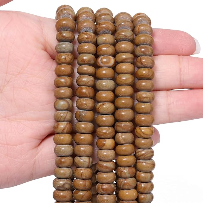 Songxi 5x8mm Natural Yellow Rhodonite Stone Rondelle Beads, Gemstone by SongXi