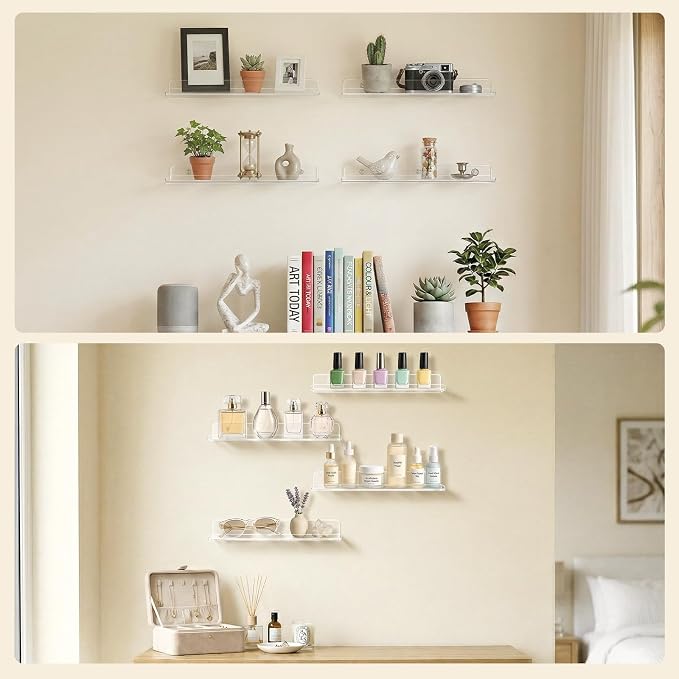 Lifewit Floating Shelves for Bathroom, Acrylic Display Shelf Wall Mounted for - Image 7