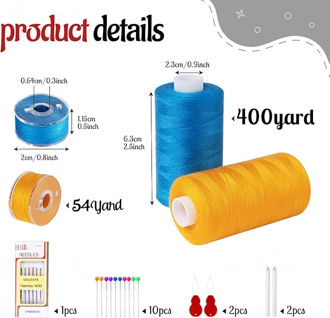 184 Pcs 80 Color Thread for Sewing Machine, 500 Yard Sewing Machine Thread & Prewound Bobbins Size A, Sewing Threads for Sewing Machine Hand DIY Beginners, Stitching, Home