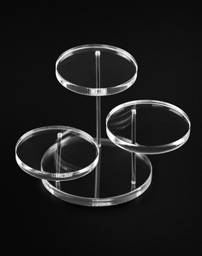 QWORK Round Acrylic Products Display Riser Stands, 3 Tier Jewelry Display Stands - Image 6