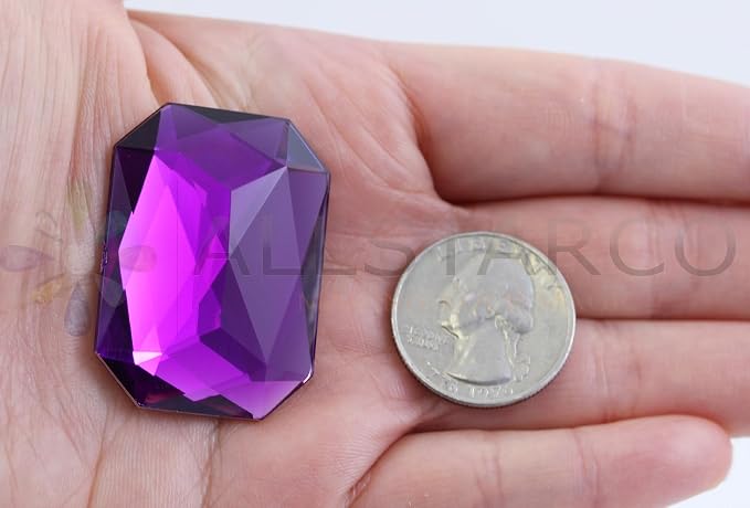 Allstarco 40x30mm Purple Amethyst A06 Large Flat Back Octagon Acrylic - Image 2