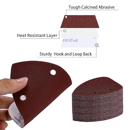 100-Pack Mouse Sandpaper (5-Hole) 100 Grit for Mouse Detail Sanders, Premium Aluminum Oxide, Easy to Replace, Ideal for Woodworking, Furniture Refinishing, and Crafting