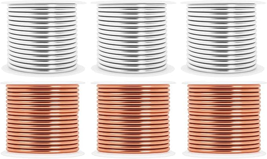 Mandala Crafts 13 Gauge Anodized Aluminum Craft Wire for Jewelry Making - 300 FT Colored Flexible Silver Copper Tone Wire - Bendable for Bonsai Armature Crafting Sculpting