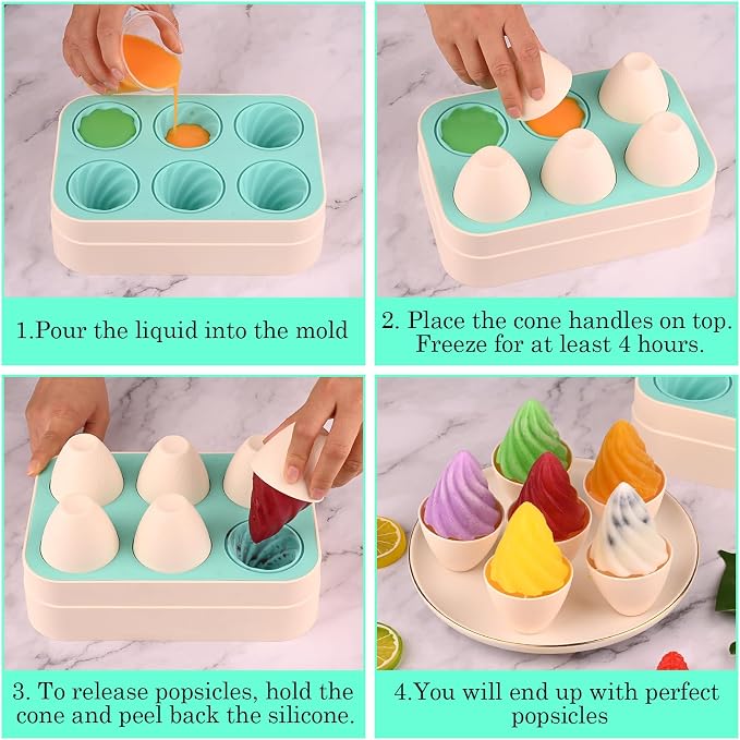 WMKGG Popsicles Molds, Silicone Ice Cream Moulds, Easy Release, Mini Popsicle - Image 4