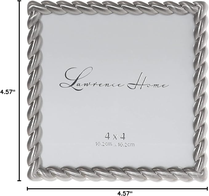 Lawrence Frames Metal Frame, Rope Design, Brushed Nickel, 4x4 Square - Image 5