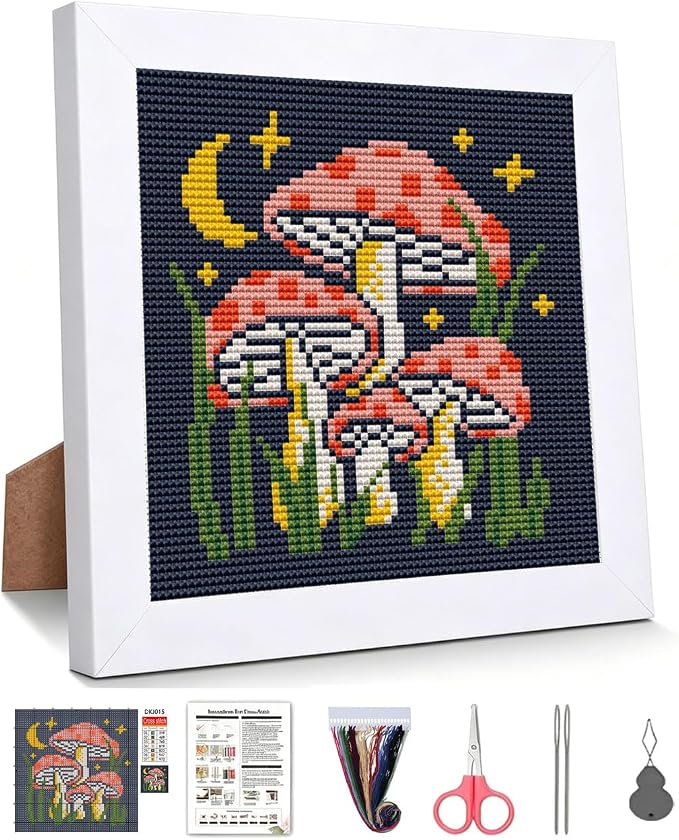 WUSARPLY Mushroom Stamped Cross Stitch Kits by WUSARPLY