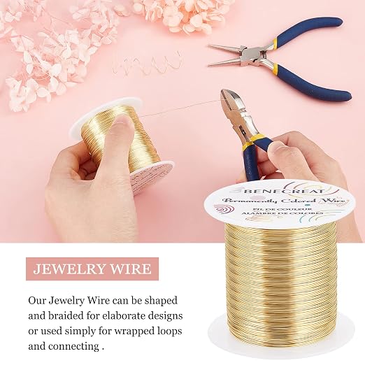 BENECREAT 26 Gauge 131 Yards Jewelry Beading Wire Light Gold Tarnish Resistant - Image 3