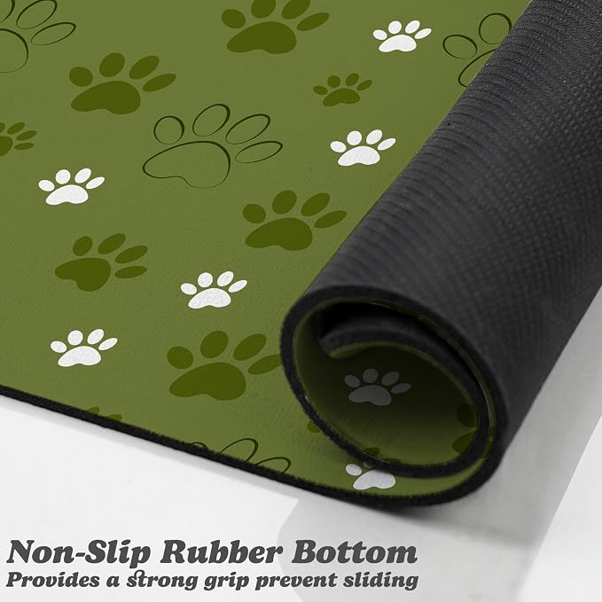 Dog Food Mat, Absorbent Water Bowl Mats Cat Pet Feeding Placemats Dark Green 24 - Image 3