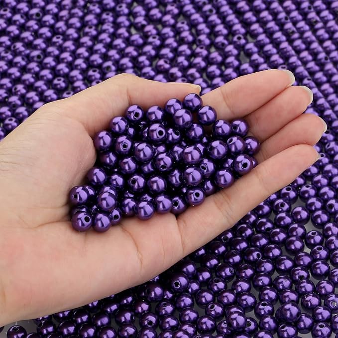 DUQGUHO Purple Pearl Beads for Crafts 8mm Plastic Pearl Beads by DUQGUHO