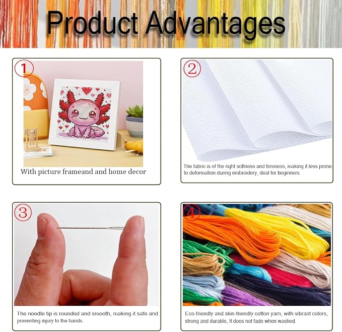 VIGEGU Cross Stitch Kits for Beginners, Salamander Stamped Cross Stitch for - Image 4