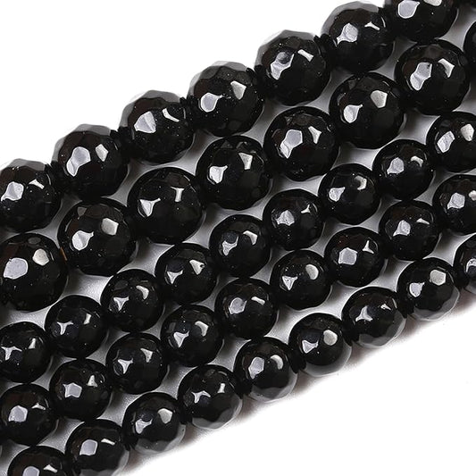 90pcs 4mm Natural Faceted Black Agate Stone Beads for Jewelry Making Energy Healing Beads DIY Bracelet Necklace Accessories 15" (4mm, Faceted Black Agate)