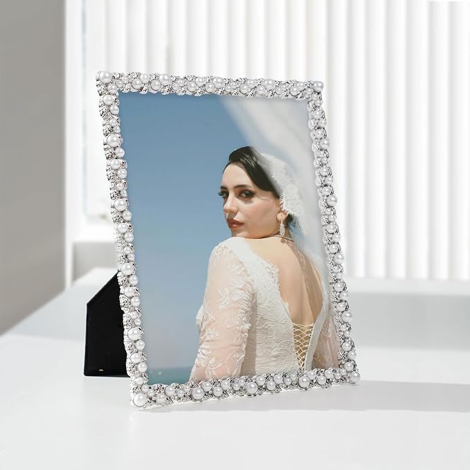 DIKAR 8x10 Picture Frame with White Pearls as Wedding gifts, Wedding Picture - Image 6