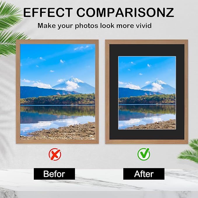 15 Pack 20x16 Black Picture Mats, Frame Mattes for 11x14 Pictures Display Photo Frame Mat Core Bevel Cut Mat Board Show Kit for Photos, Prints, Artworks
