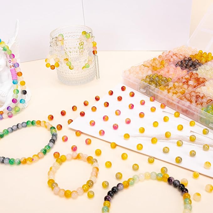 XSEINO About 1200+ pcs 6mm Glass Beads Bracelet Making Kit, 24 Assorted Yellow - Image 7