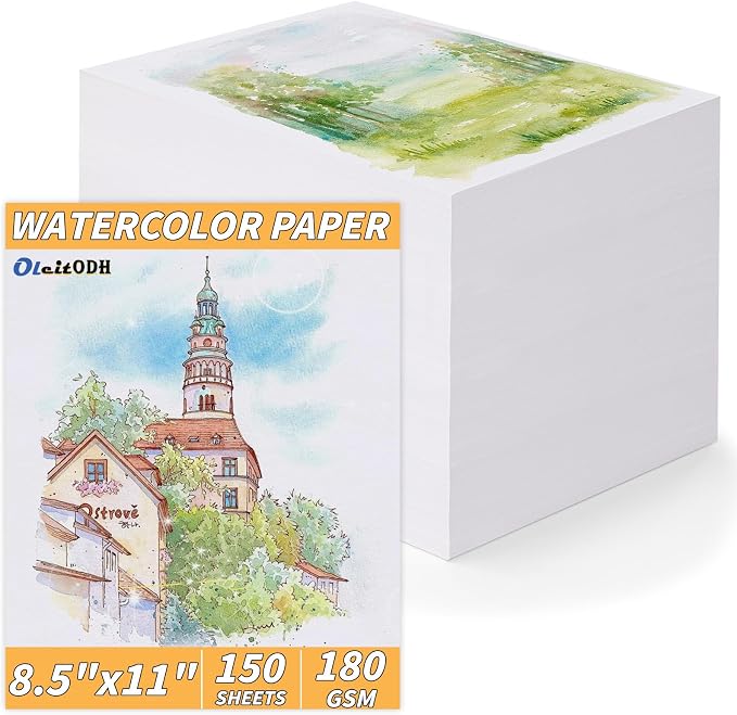 150 Sheets Watercolor Paper Bulk, Finger Paints, Watercolor by Oleitodh