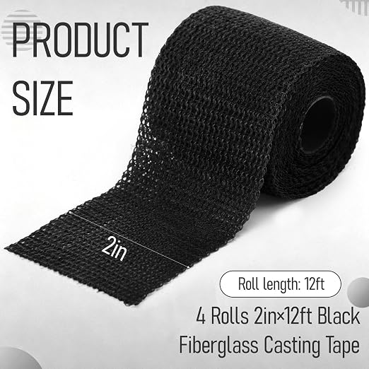 Geiserailie 4 Rolls Black Fiberglass Casting Tape 2 in × 12 Ft Cast Orthopedic - Image 2