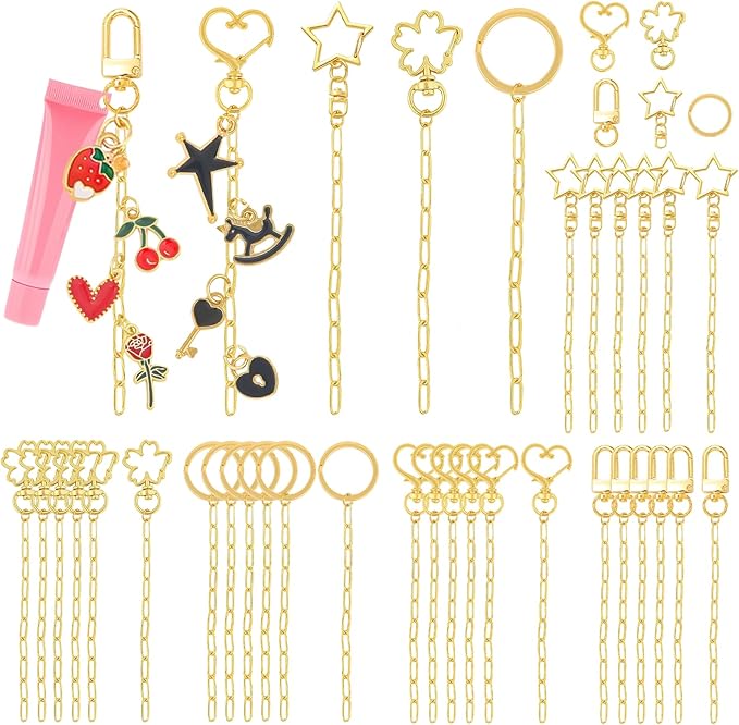 Ecoofor 50 Set Keychain Making Kit, 5 Style Metal Keychain Clips by Ecoofor