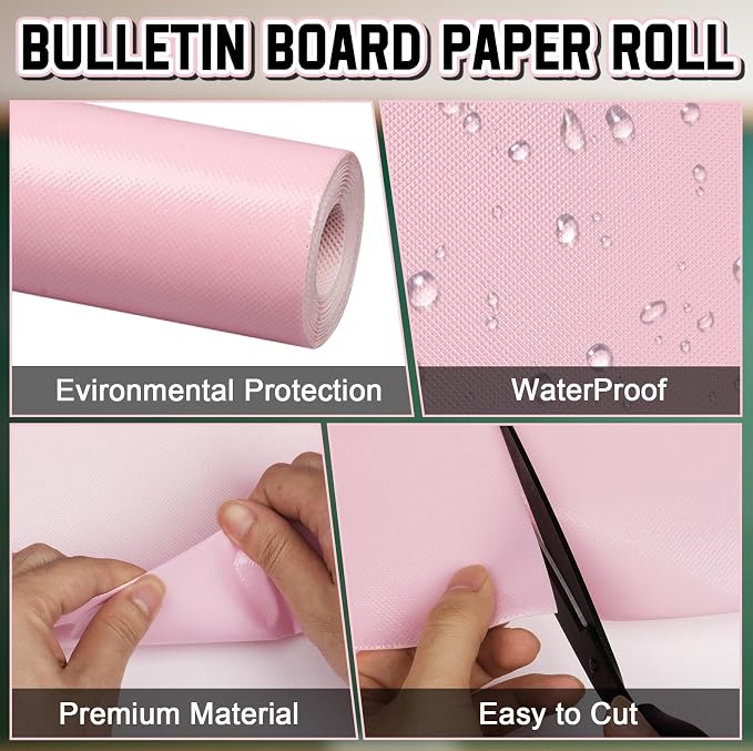 Inkspire Pink Bulletin Board Paper Roll, 14.8FTx47IN Large Reusable Waterproof - Image 3