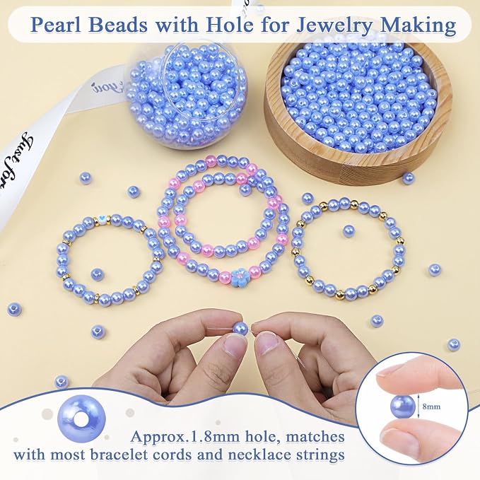 DUQGUHO 6mm Blue Beads for Bracelets Pearl Beads for Jewelry Making Bulk Craft - Image 4
