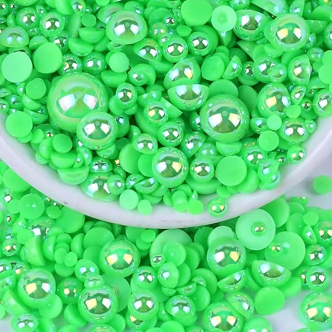 2000PCS AB Color Imitation Half Round Pearls Bead Loose Beads Gems, Mixed Sizes by UYTRDVG
