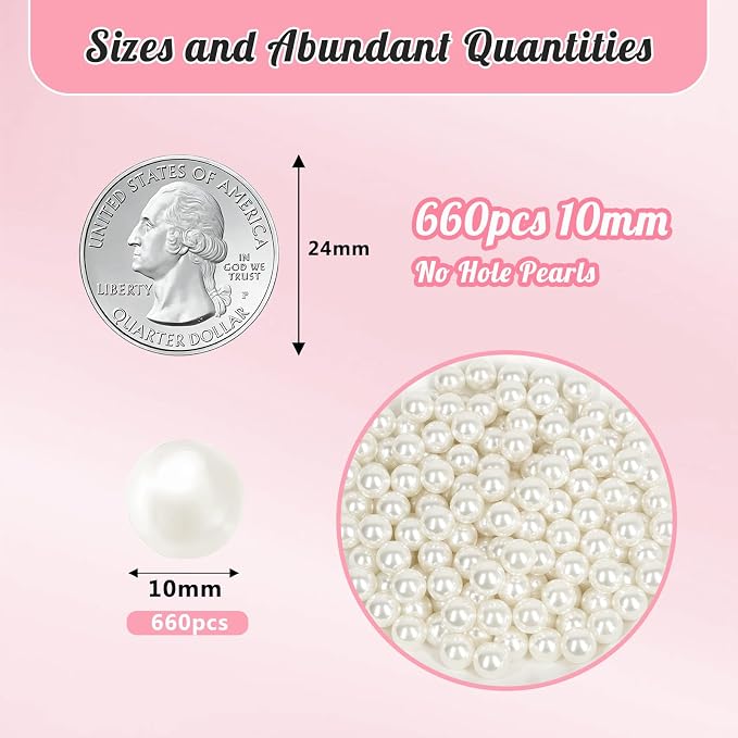660PCS 10mm Pearls for Crafting, Ivory No Hole Beads for Centerpieces Vases - Image 2