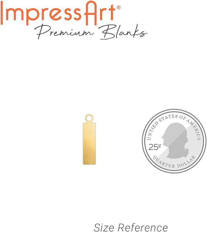 ImpressArt - Premium Metal Stamping Rectangle Blanks for Metal Stamping and Jewelry Making (24 Pack) (5/8" Rectangle Tag w/Ring, Brass)