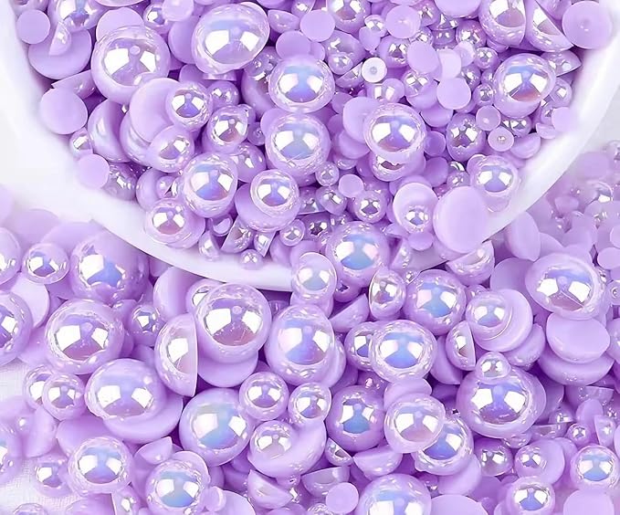 2000PCS AB Color Imitation Half Round Pearls Bead Loose Beads Gems, Mixed Sizes by UYTRDVG