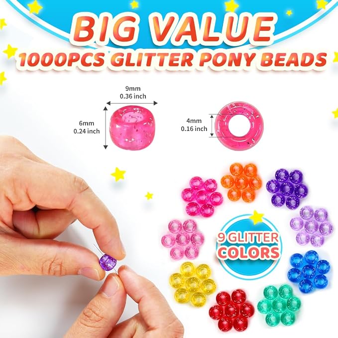 IOOLEEM Pony Beads, Bulk Beads for DIY & Bracelets Making & Hair Braids - Image 2