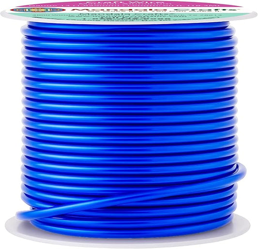 Mandala Crafts 13 Gauge Anodized Aluminum Craft Wire for Jewelry Making - 60 FT Colored Flexible True Blue Wire - Bendable for Bonsai Armature Crafting Sculpting