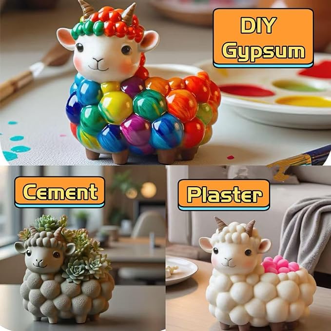 Animal Resin Molds Silicone 3D Cute Sheep Epoxy Resin Plaster Candle Holder Wax Molds for Candle Making, Art Crafts DIY Unique Display Home Decor