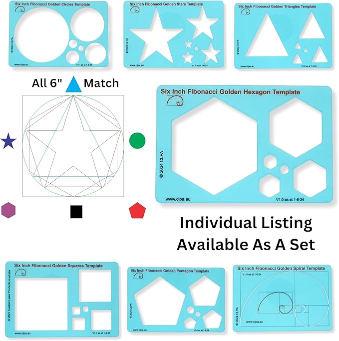 Hexagon Stencil Template for Drawing and Drafting: A Fibonacci-Inspired Hexagon Drawing Tool for Artists Allows The Simple Application of The Golden or Divine Ratio for Artistic Design