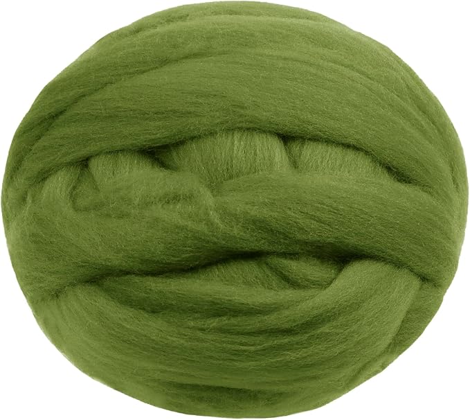 JeogYong Needle Felting Wool, 7.05oz Wool Roving Chunky Wool Yarn, Olive Green by JeogYong
