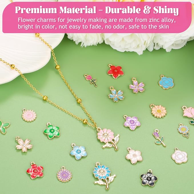 Mckanti 150Pcs 75 Pairs Spring Flower Charms - Image 6