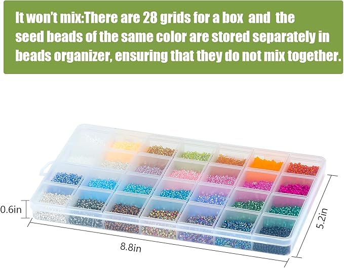 Ybxjges 24000Pcs 2mm Glass Seed Beads Kit, - Image 5