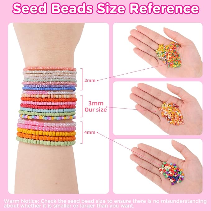 Funtopia 39 Colors 3mm Seed Beads, Tiny Craft Beads - Image 2