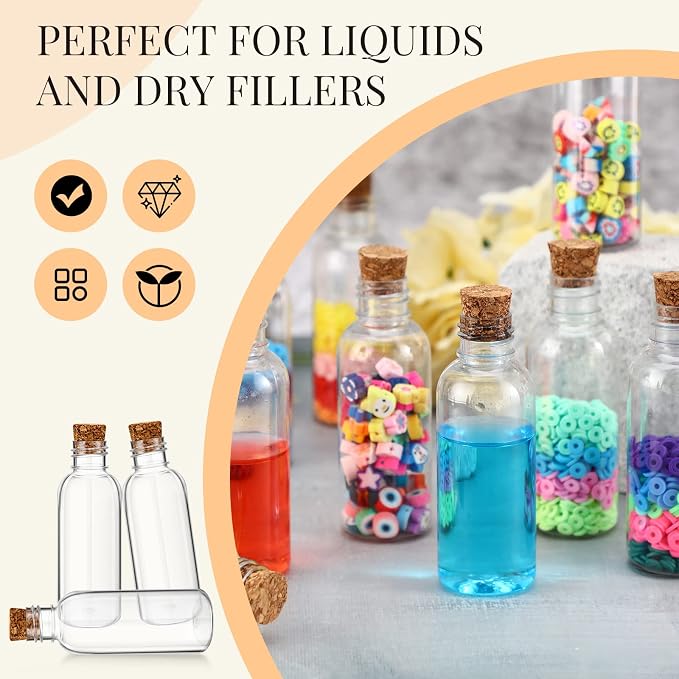 Lounsweer 50 Pack 2 oz Clear Plastic Sand Art Bottles - Image 2