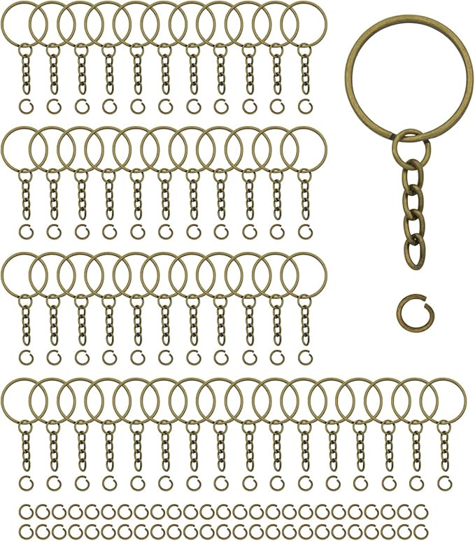50Sets 1 inch Keychain Rings Bronze Split Round Key Ring by ZoloAJay