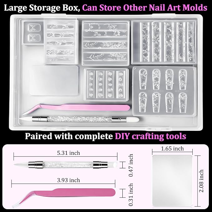 6pcs 3D Flower Silicone Nail Art Molds Kit - Image 2