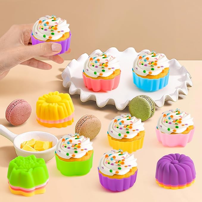 R HORSE 42Pcs Silicone Molds Cupcake 2 Inch Mini Size Reusable Muffins Liners - Image 2