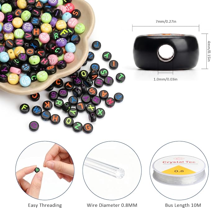 1500PCS Black Letter Beads and Mixed Emoticon Beads - Image 2