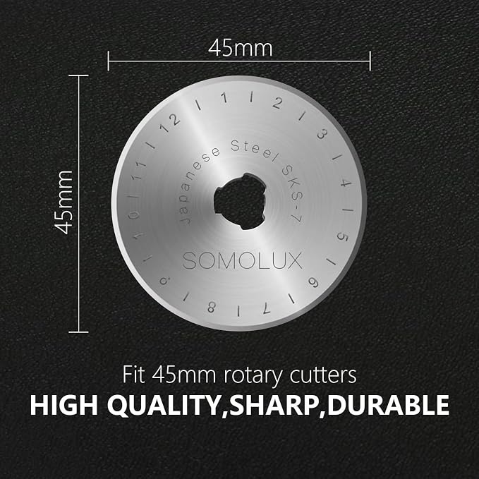SOMOLUX Rotary Cutter Blades 45mm 10 Pack Refill Fits OLFA, Truecut Replacement - Image 3