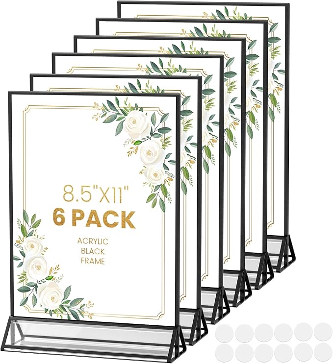 6 Pcs Acrylic Sign Holder 8.5X11 Double-Sided Black Picture Frame | Acrylic by AcrylicSignHolderMahjongRacks%EF%BC%8CMahjongBags
