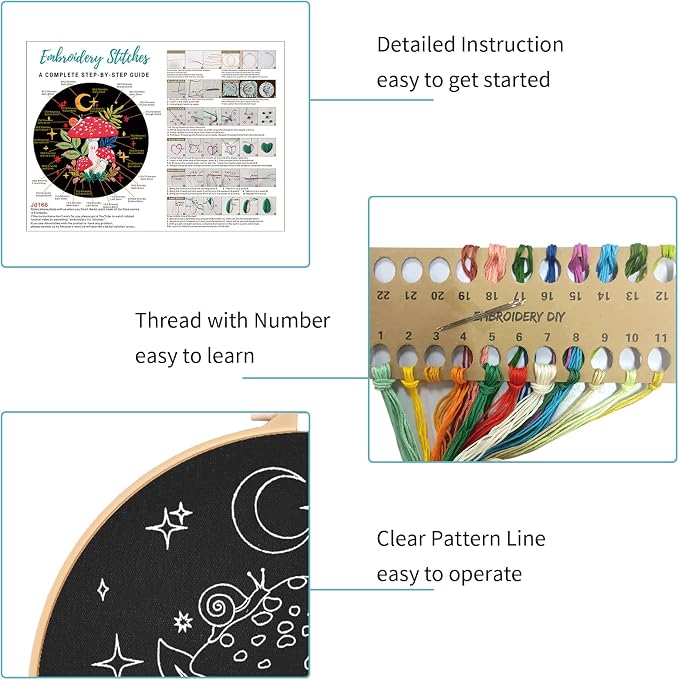 Nuberlic 3 Pack Embroidery Kit for Adults Beginners, Stamped Cross Stitch - Image 5
